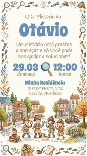 Convite de Aniversário Detetive Aquarela para Editar