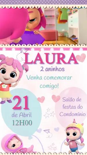 Convite Animado Aniversário Little Angel para Editar Online