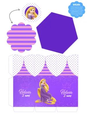 Modelo Editável de Centro de Mesa para Festa Tema Rapunzel