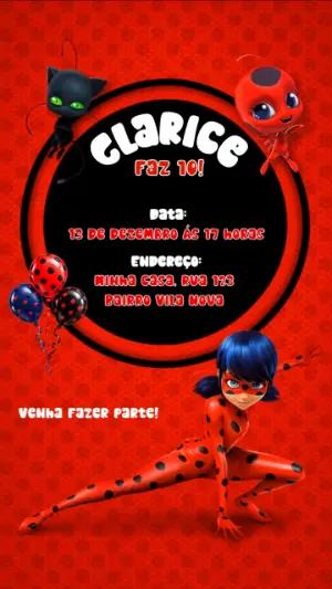Convite Animado Ladybug Miraculous Falante para Editar