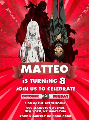 Deadman Wonderland Anime Birthday Invitation | Editable Template