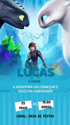 Convite de Aniversário Como Treinar o Seu Dragão para Editar
