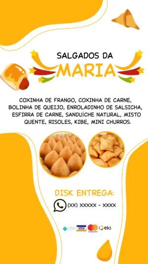 Flyer de Salgados para Festa e Delivery Editável Online