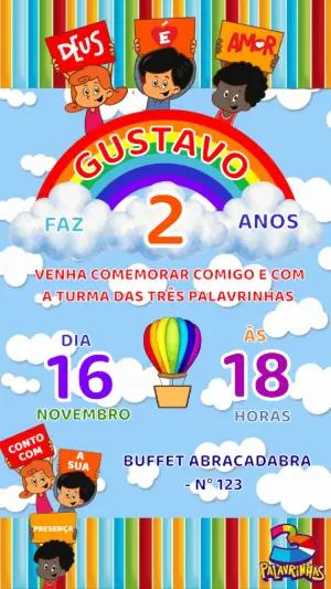 Convite de Aniversário Três Palavrinhas para Editar