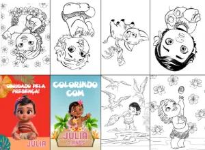 Livrinho de Colorir Moana Baby Editável Online para Imprimir