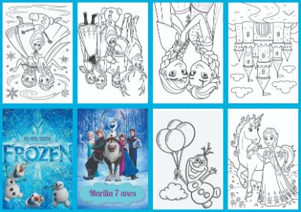 Livrinho de Colorir Frozen para Aniversário - Modelo Editável