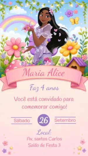 Convite de Aniversário Isabela Encanto Editável Digital
