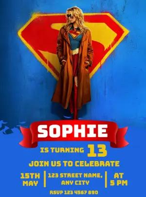Supergirl Graffiti Birthday Invitation Template to Edit