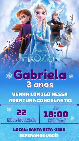 Modelo de Convite Frozen para Aniversário Infantil Editável
