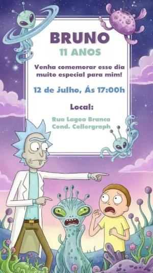 Convite de Aniversário Rick and Morty para Editar Online