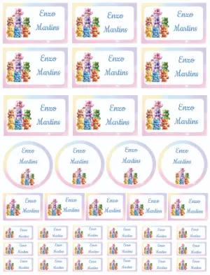 Kit de Etiquetas Escolares Ursinhos Carinhosos para Editar