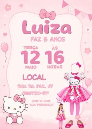 Convite Hello Kitty: Transforme-se na Personagem com Sua Foto!