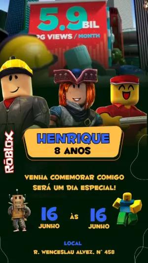 Convite Animado Roblox: Vídeo de Aniversário para Editar Online