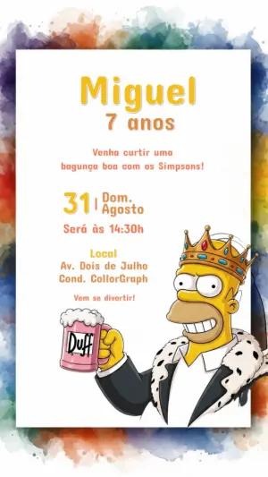 Convite de Aniversário Os Simpsons com Homer para Editar Online