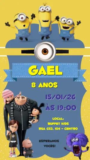 Convite de Aniversário Minions Divertido para Editar Online