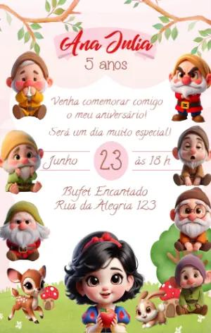 Convite Aniversário Branca de Neve Editável Online