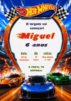 Convite de Aniversário Hot Wheels: Modelo Digital