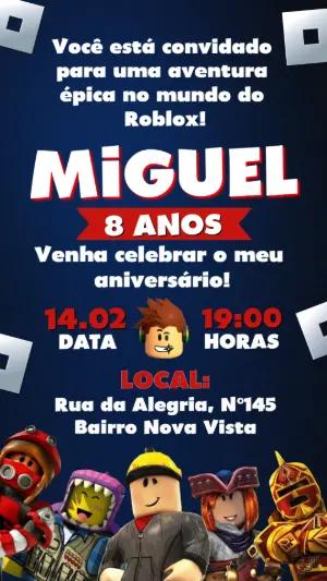 Convite de Aniversário Roblox Infantil para Editar Online