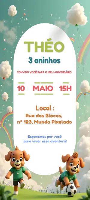 Convite Aniversário Cachorrinho Futebol Editável Online