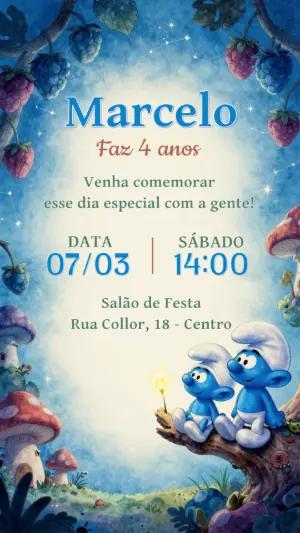 Convite Digital Smurfs na Floresta Encantada para Editar