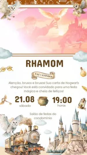 Convite Animado Aniversário Harry Potter para Editar Online