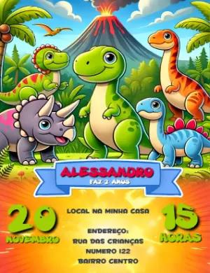 Convite de Aniversário Dinossauro Baby para Editar Online