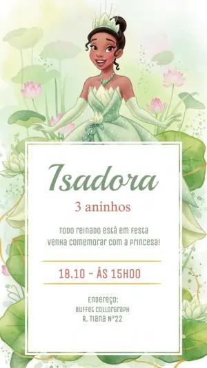 Convite Aniversário Princesa e o Sapo para Editar Online