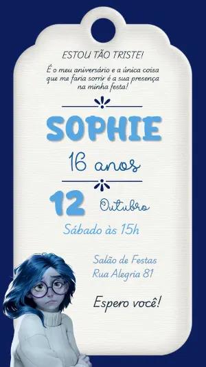 Convite Digital Aniversário Tema Tristeza para Editar