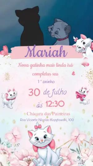 Convite Animado Aniversário Gatinha Marie para Editar Online