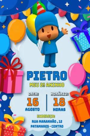 Convite de Aniversário Pocoyo para Editar Online