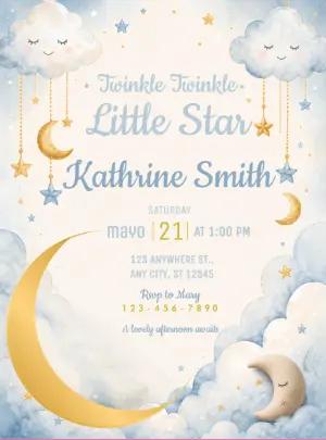 Twinkle Twinkle Little Star Baby Shower Invitation Template