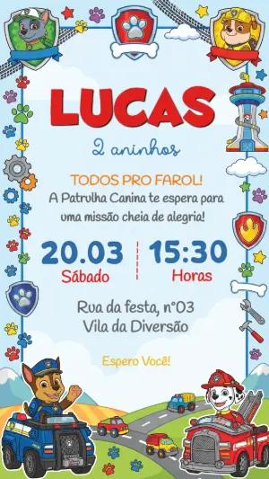Convite Digital Editável Aniversário Patrulha Canina