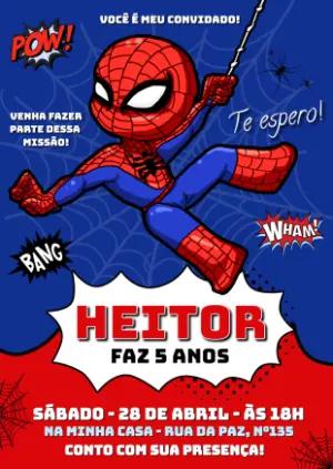 Convite de Aniversário Homem Aranha Cute para Editar Online