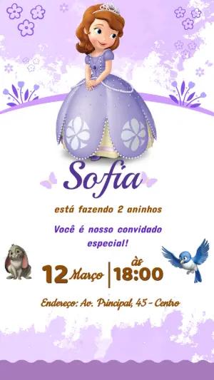 Convite Aniversário Princesinha Sofia para Editar Online
