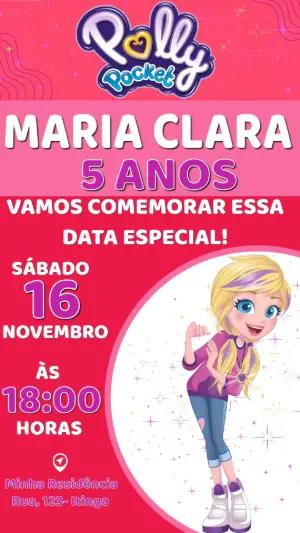 Convite Animado Polly Pocket de Aniversário para Editar