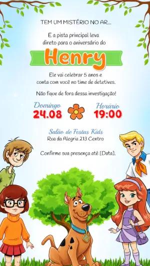 Convite de Aniversário Scooby-Doo Mistério para Editar