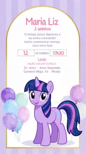 Convite Digital Festa Infantil My Little Pony para Editar