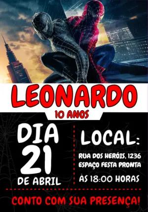 Convite de Aniversário Homem Aranha para Editar Online