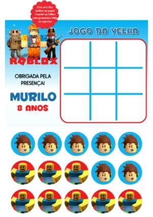 Jogo da Velha Roblox para Aniversário: Lembrancinha Editável