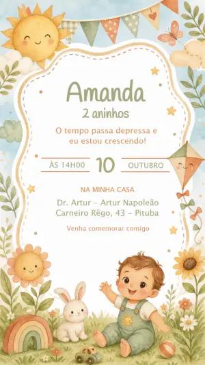 Convite Aniversário Menino Raio de Sol Boho para Editar