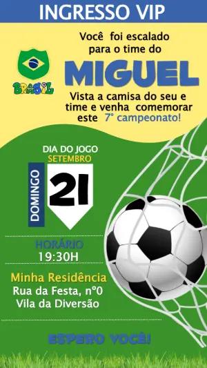 Convite de Aniversário Futebol Brasil para Editar Online
