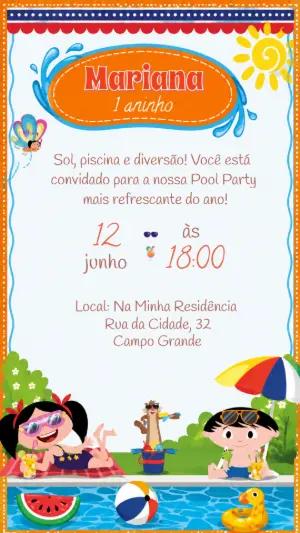 Convite Animado O Show da Luna Pool Party para Editar