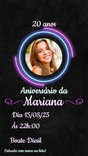 Convite de Aniversário Animado Neon para Editar Online