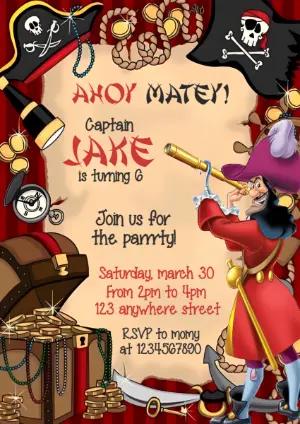 Editable Pirate Birthday Invitation with Captain Hook