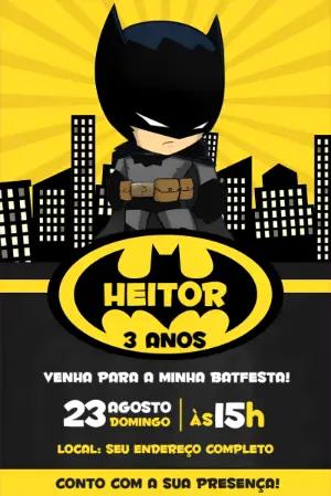 Convite de Aniversário Batman para Editar Online