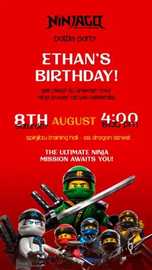 Editable Ninjago Birthday Invitation Template