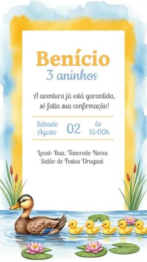 Convite de Aniversário Tema Patinhos Editável Online