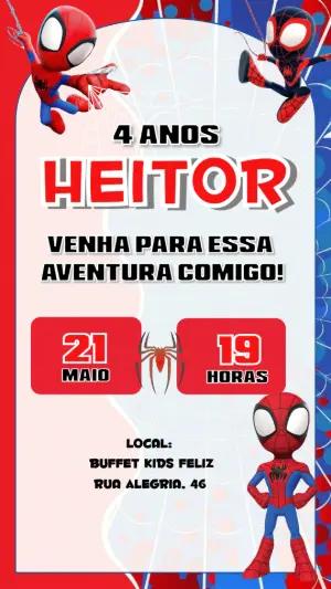 Convite de Aniversário Homem-Aranha Infantil para Editar