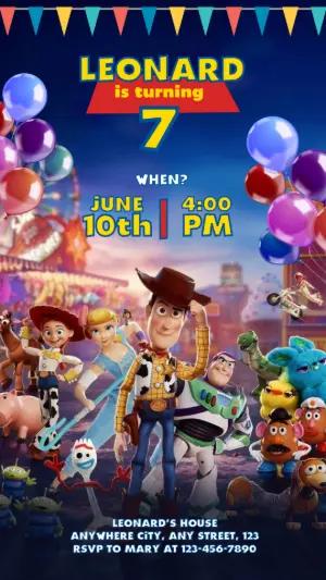 Editable Toy Story Birthday Invitation with All Characters