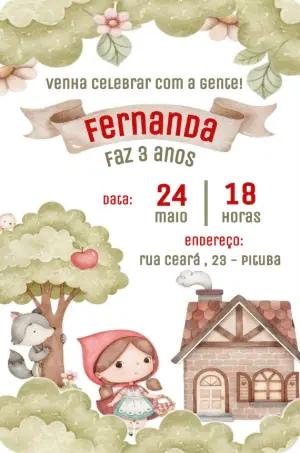 Convite Aniversário Chapéuzinho Vermelho para Editar Online
